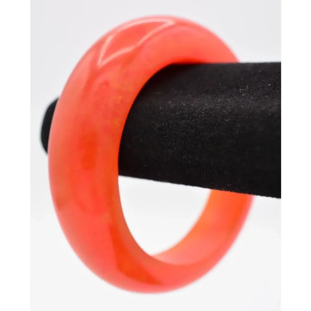 Vintage Bakelite Bangle Bracelet Lucite Chunky Burnt Orange Rust Bold 1980s Bin4